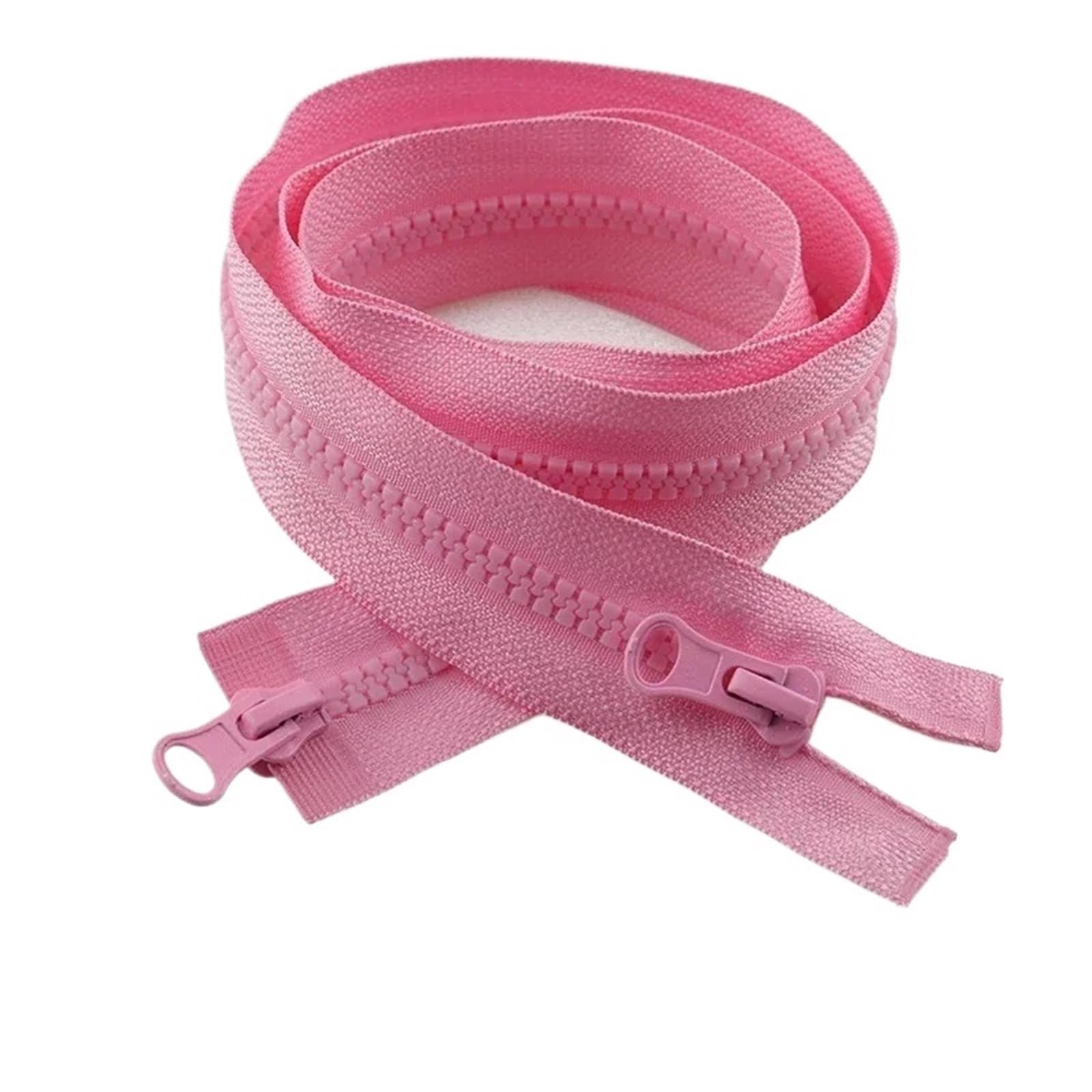 BTYQKZVPM Two Way Separating Zipper， Two Way Separating Zipper Size 5 Double Sliders 80-150cm Pack 2/5(Pink,NO5-5PCS-120CM)