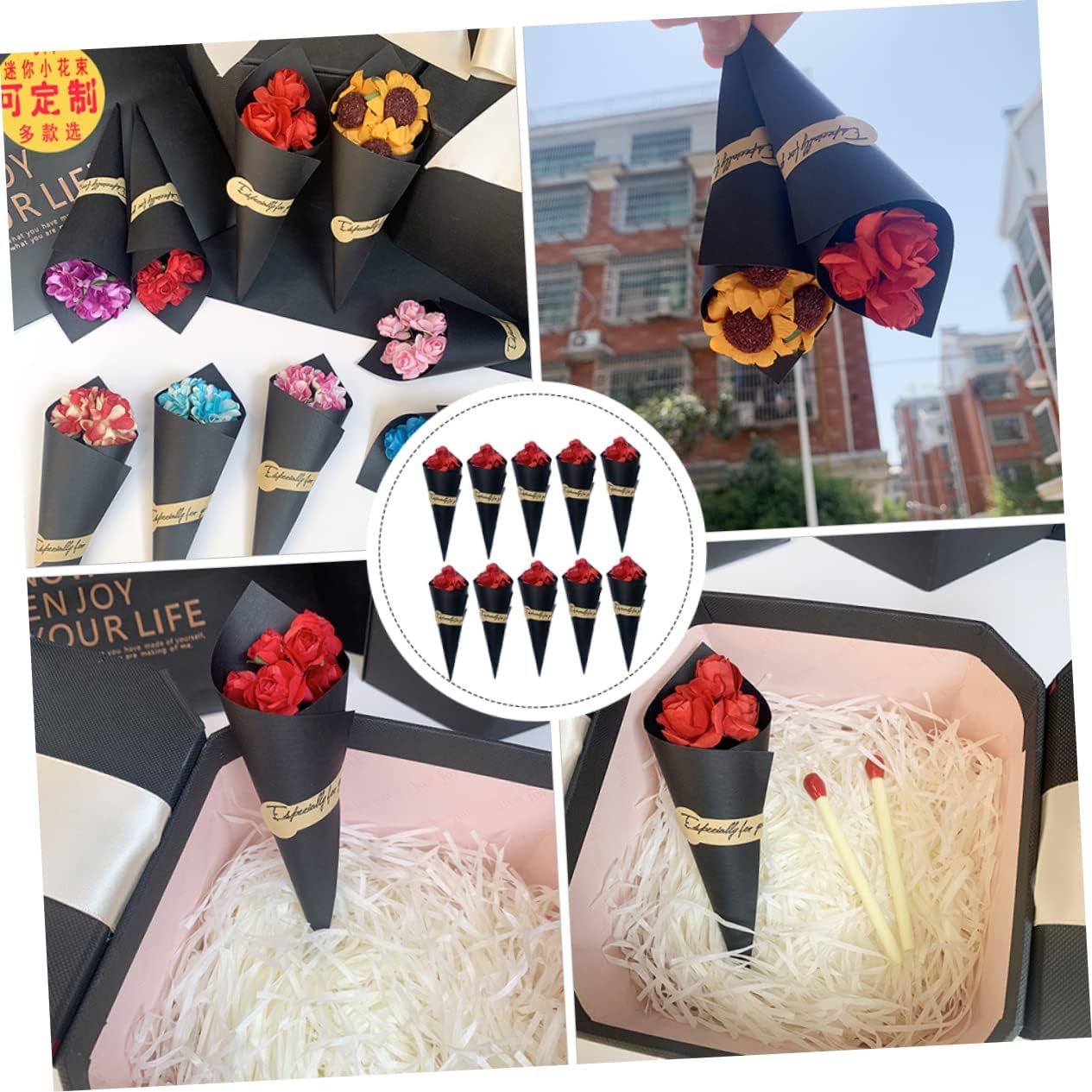 10pcs Dried Mini Sunflower Rose Bouquet for Home Decor Birthdays and Valentine Day Unique Flower Arrangement Box
