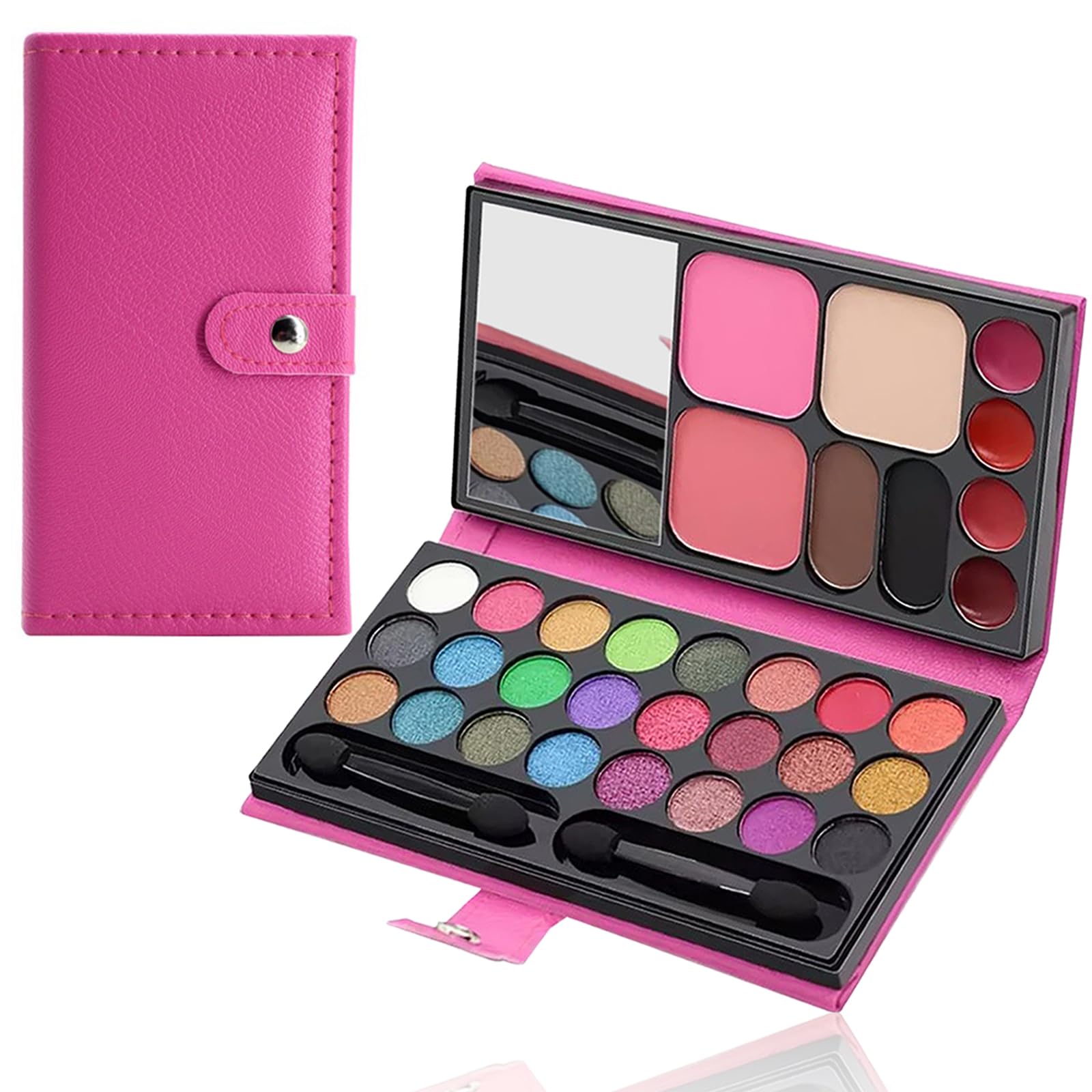 Kit de maquillaje portátil para niñas, lavable, juego de maquillaje con brocha, juego de paleta de maquillaje para adolescentes, juego de regalo en fiesta de cumpleaños de Halloween (33 colores rojo)