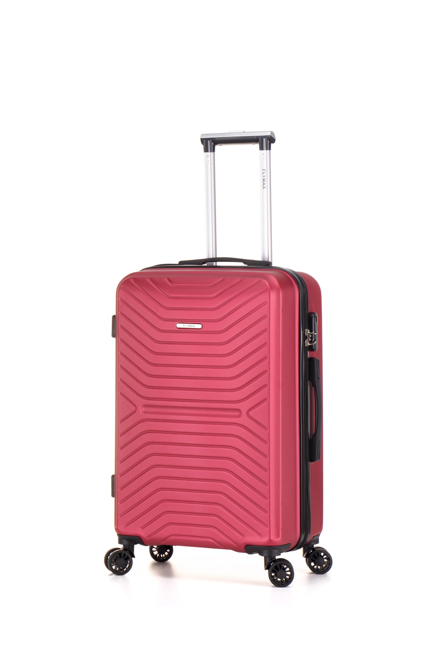 FLYMAX 4-Rad Koffer Groß, Mittel & Kabine Super leichte Hartschale Gepäck Spinner ABS Reisekoffer, weinrot, 45x36x20 Carry on, Koffer