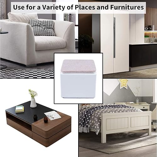 Miniatura 6 de Ezprotekt Elevadores de cama y muebles de 2 pulgadas, cuadrados pesados para sofá y sillas, ancho de 2.4 pulgadas, añade 2 pulgadas de altura,