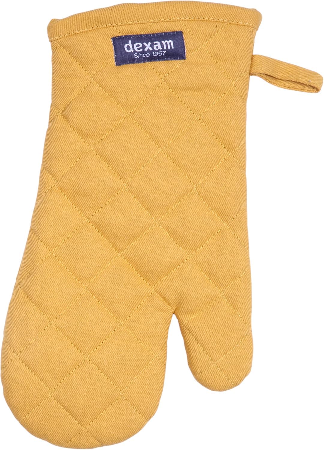 Dexam Love Colour Oven Gauntlet, Ochre, 100% Cotton, Quilted Diamond Pattern, Heat Resistant Kitchen Glove with Hanging Loop