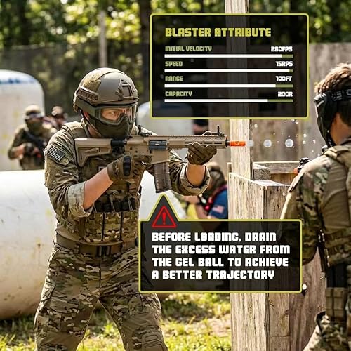 Vista 6 de EMERBU Pro-Grade Gel Splatter Ball Blaster N4 Upgraded by EMERBU - Metal and Nylon Body - 11.1V High Power - Metal Gearset - High Speed Motor - for