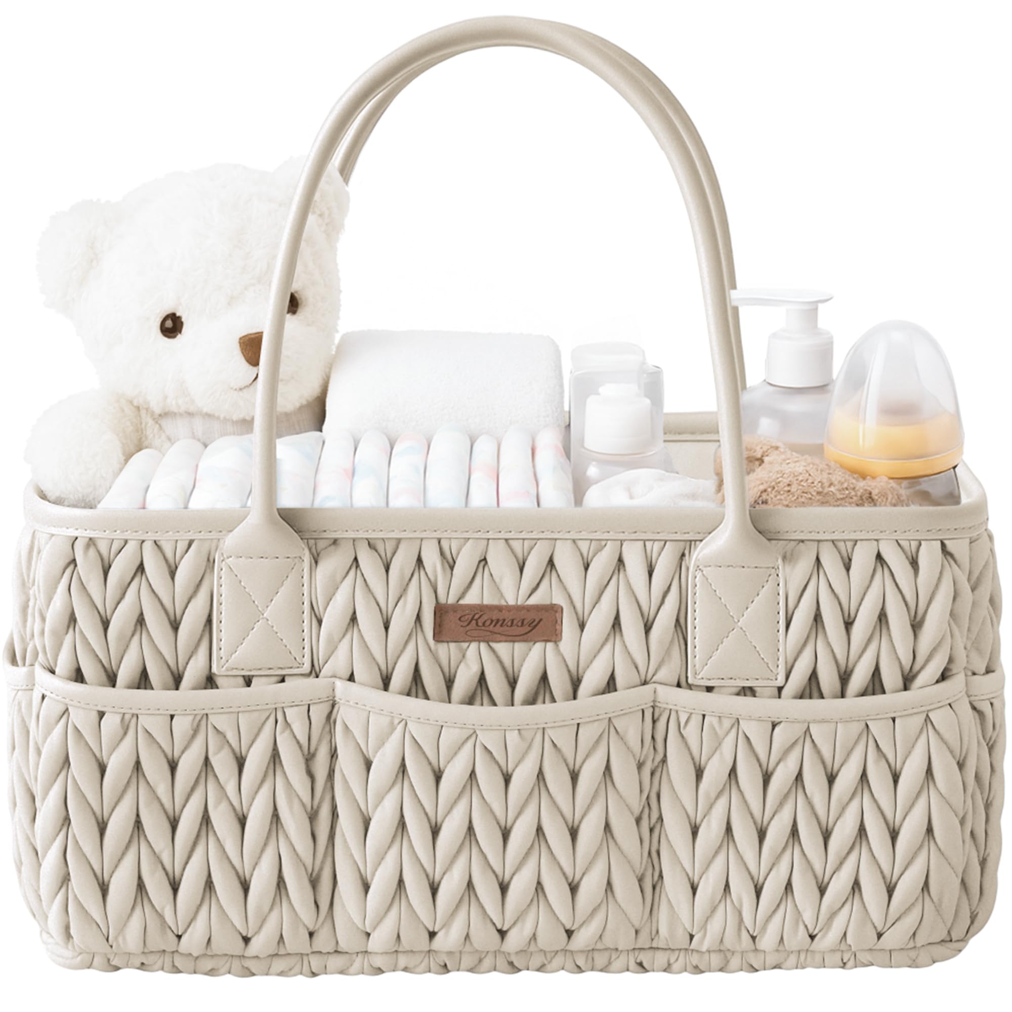 Konssy Organizer per pannolini per bambini, design intrecciato trapuntato