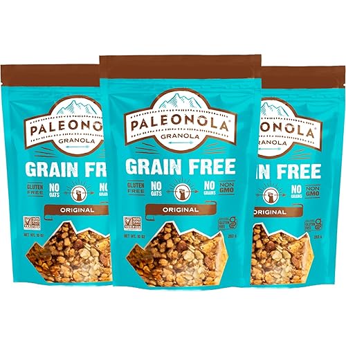 Paleonola Granola original sin granos, bolsa resellable de 10 onzas (paquete de 3) – Granola paleo de proteína sin grano mezclada con coco seco