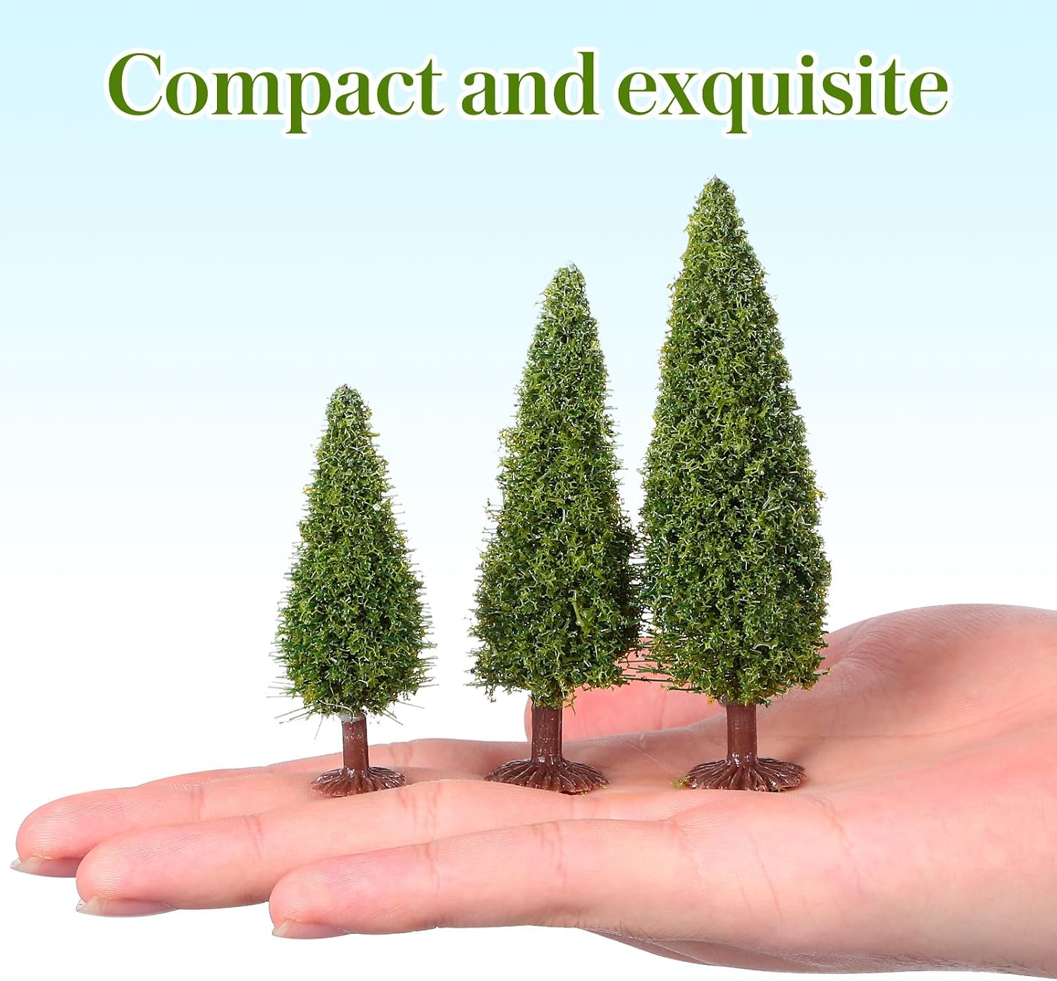 DOITOOL 15Pcs Model Cedar Trees for Railroad Scenery Miniature Landscape Pine Trees for Dollhouse Fairy Garden Accessories Diorama Kits and Christmas Village Displays