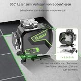 Huepar S04CG-C 16 Line Self-Levelling Laser Level 4 x 360° Reticle with LCD Screen, 4D Bluetooth Green Beam Tile Floor Laser Tool -360° Horizontal/Vertical Laser - 6