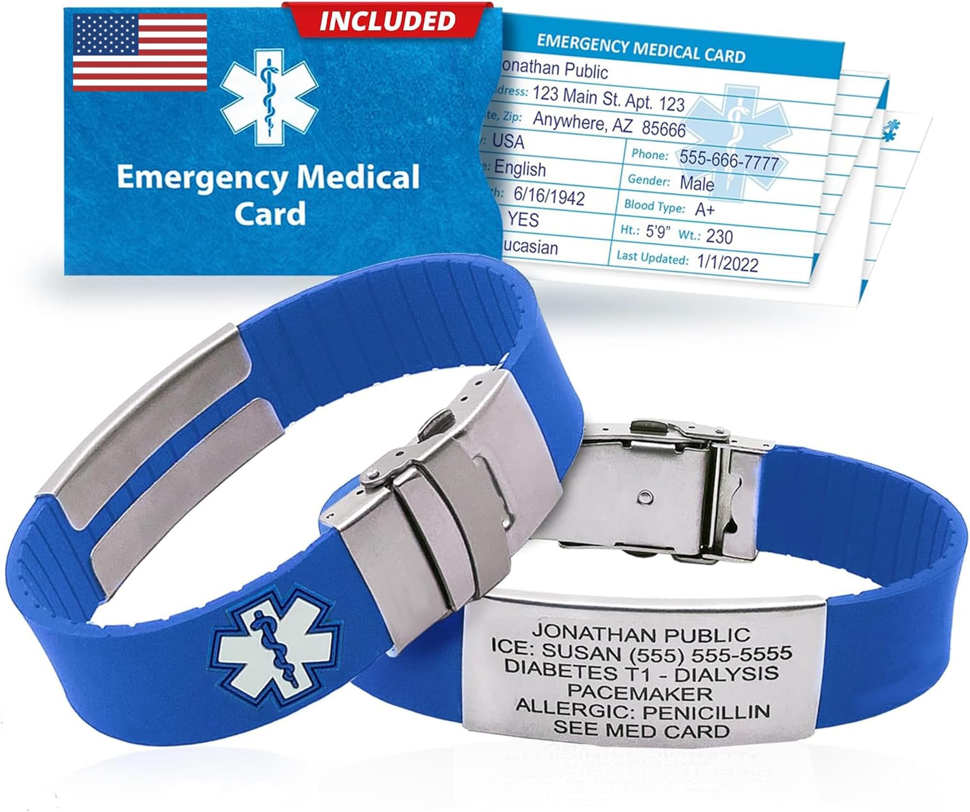 Universal Medical Data - Medical Alert Bracelet for Men & Women