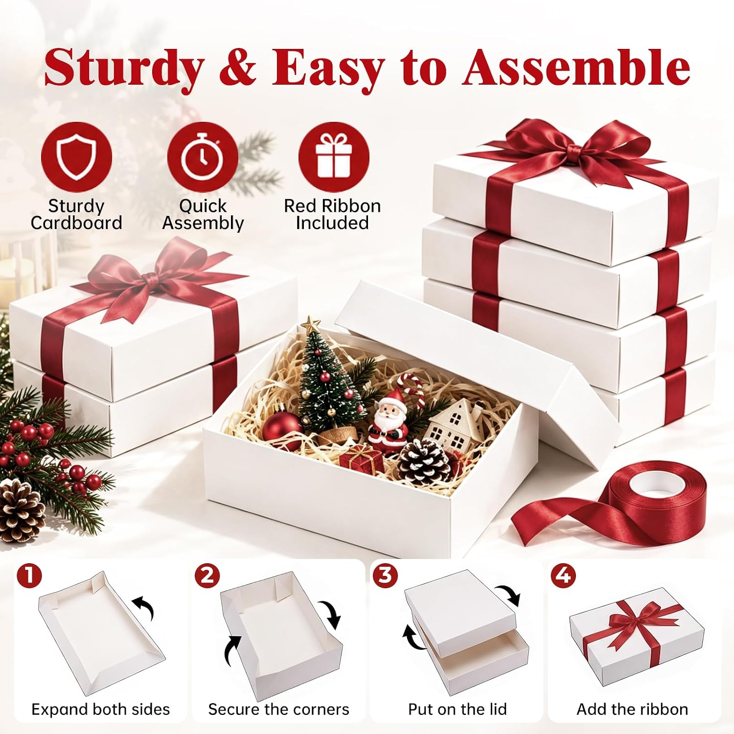 SUPEASY 14 Pack Storage Bins, Storage Box with Lids for Christmas, Birthday (Set 01)