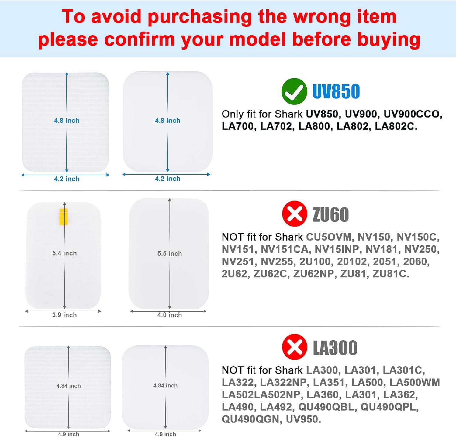 Leadaybetter UV850 UV900 UV900CCO LA700 LA702 LA800 LA802 LA802C Foam Filter Replacement for Shark Performance Lift Away DuoClean PowerFins Upright Vacuum, Compare to Part # XFFK602UKT - Image 3