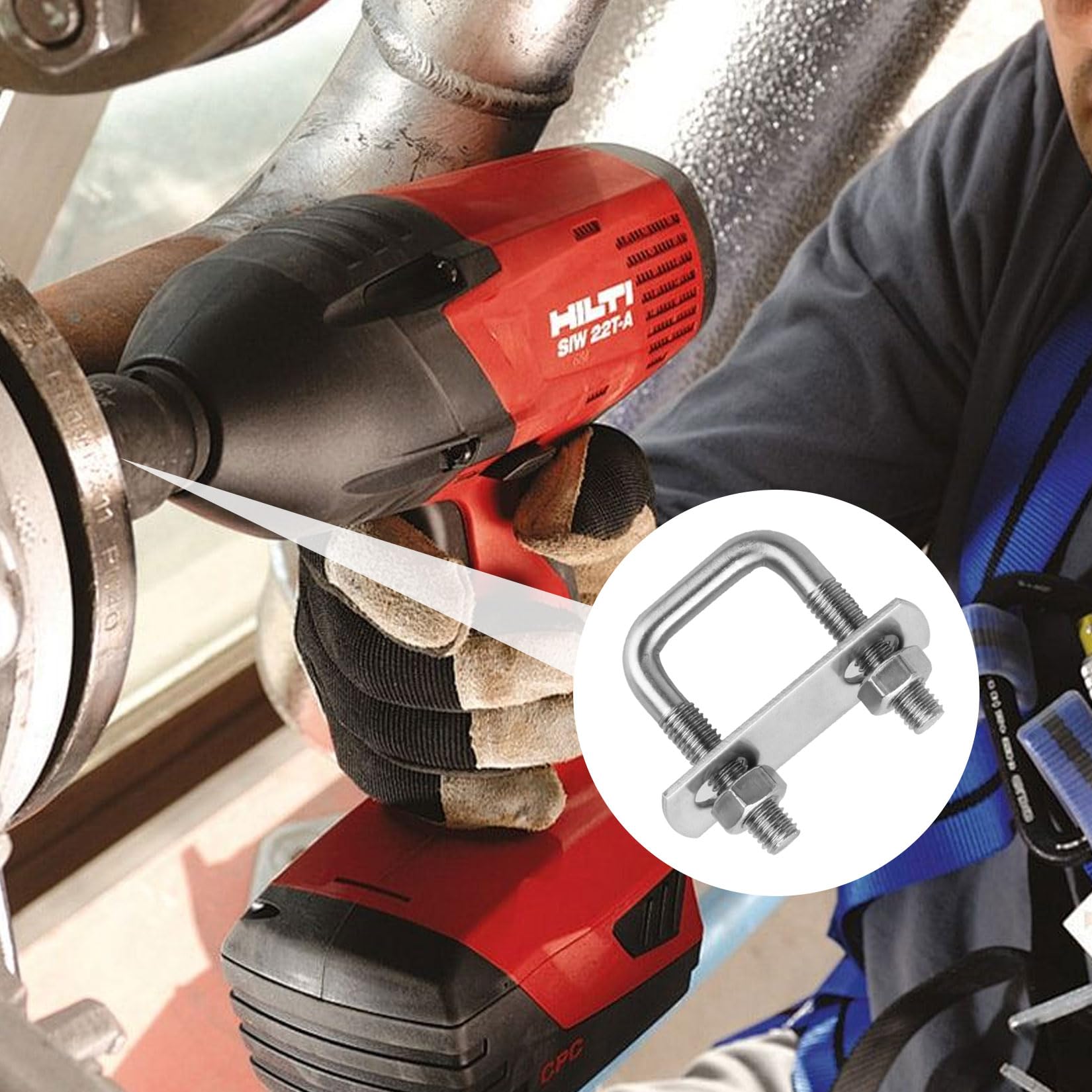 6 Pz Bulloni a U M8, Bullone a U Quadrato in Acciaio Inox 25x50mm, Bulloni Quadrati con Dadi e Rondella per Piastra Telaio per Fissaggio Tubi Traino Auto Barche Domestiche Industriali