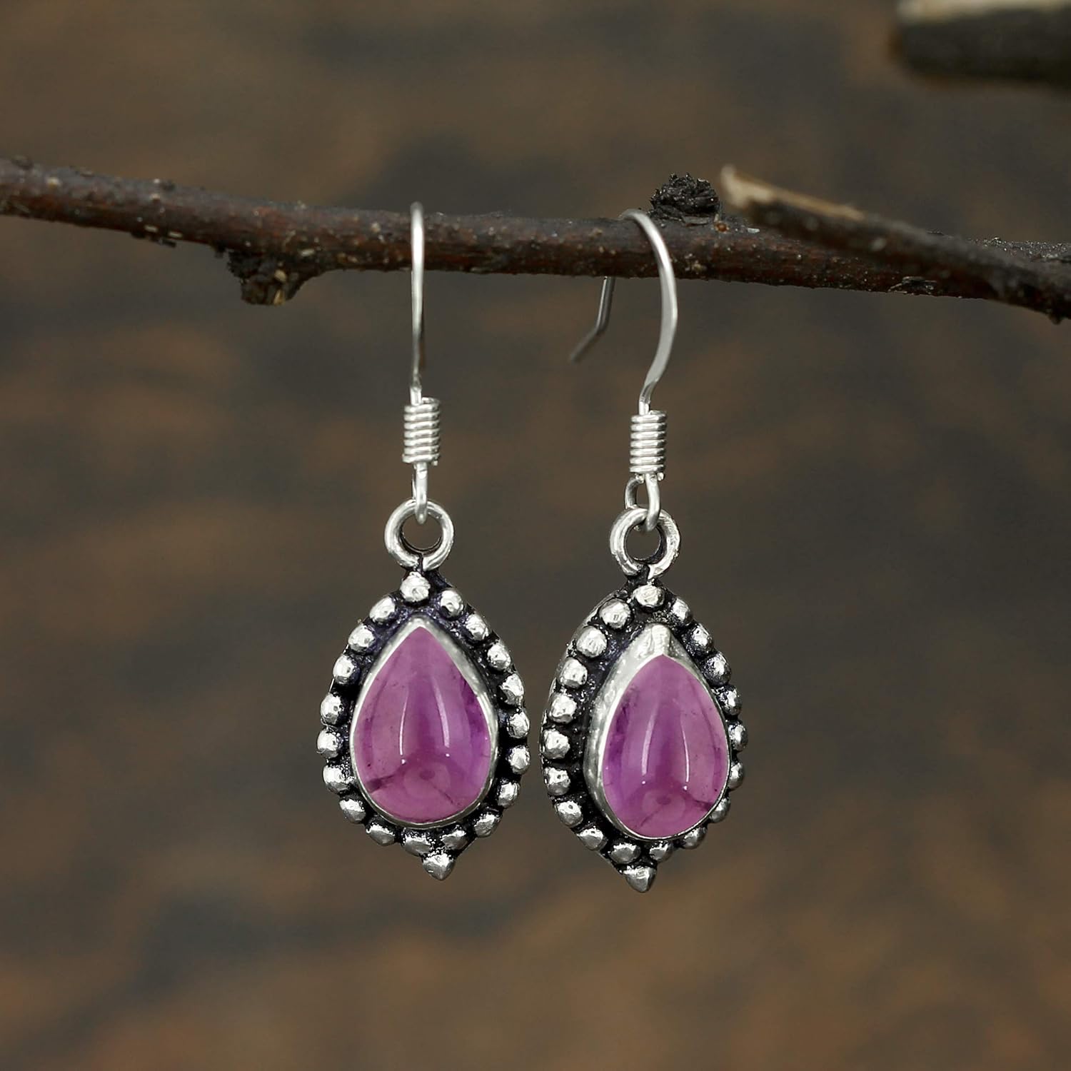 Natural Moonstone Lapis Labradorite Dangle Earrings 7x10mm Pear Gemstones 925 Silver Overlay handmade Dangle Earrings for Women - Image 3