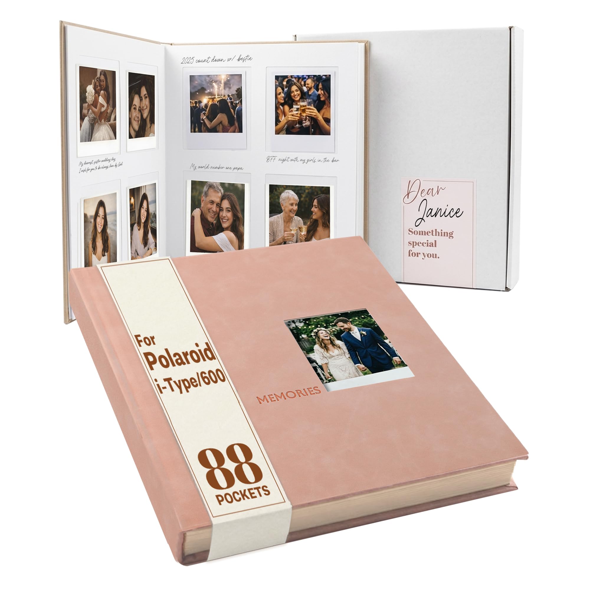 Album de Fotos para Polaroid 600 Film Fotografico con Espacio para Notas | Album Fotos Polaroid - Libro de Firmas para Boda y Scrapbook en Cuero - Regalos Originales Para Mujer con Caja Regalo
