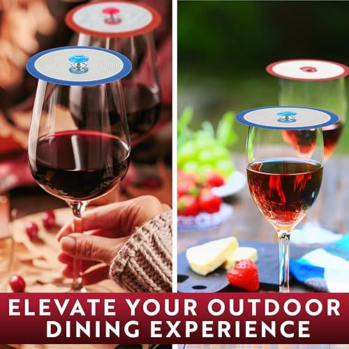 Miniatura 7 de Cubiertas de lujo para copas de vino de acero inoxidable para mantener alejados a los insectos. Juego de 4 fundas para bebidas al aire libre sin