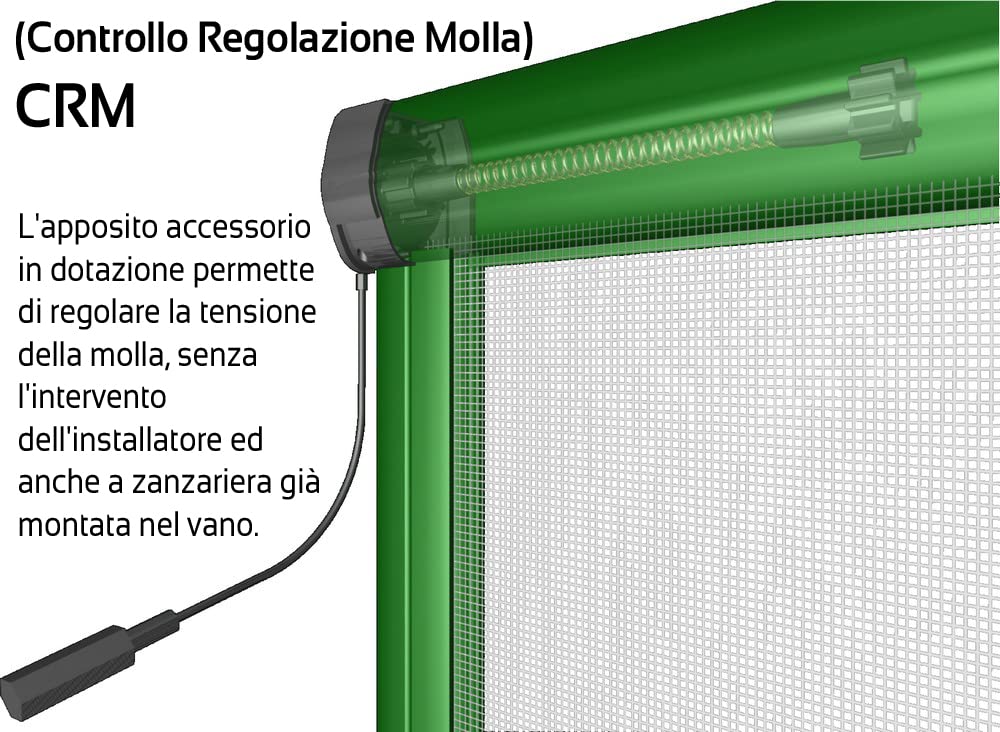Zanzariera a rullo in kit (cm 90x180 H – Bianco RAL 9010) Con sistema a molla decelerata. Disponibile in 11 colori - Misure da 70 a 140 x H 160/180