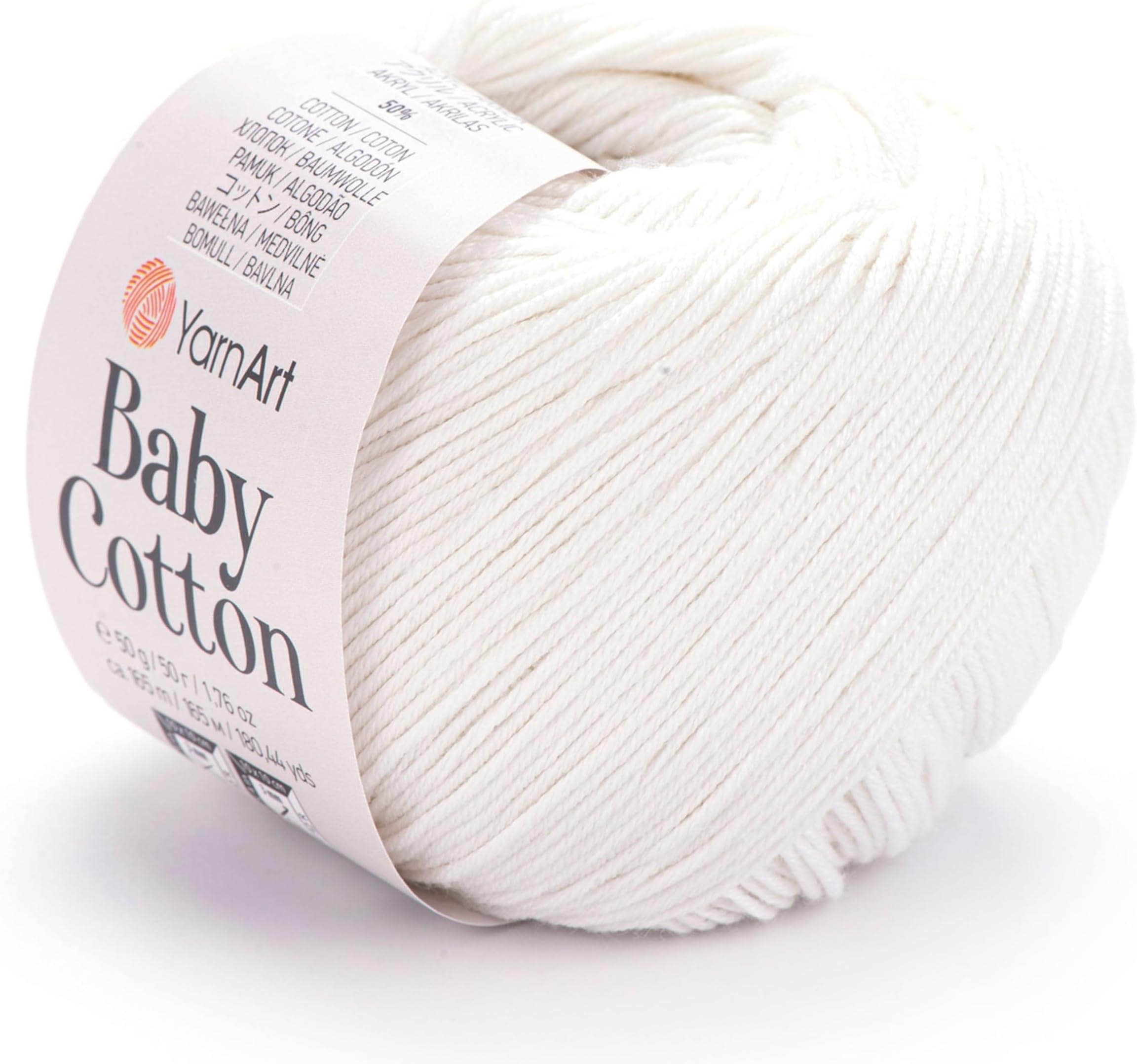 YarnArt Baby Cotton Yarn - Soft Knitting Yarn for Baby & Summer, 50% Cotton 50% Acrylic, 1.76 Oz, 180.44 Yds, Ideal for Amigurumi & Crochet Projects (1, 401)