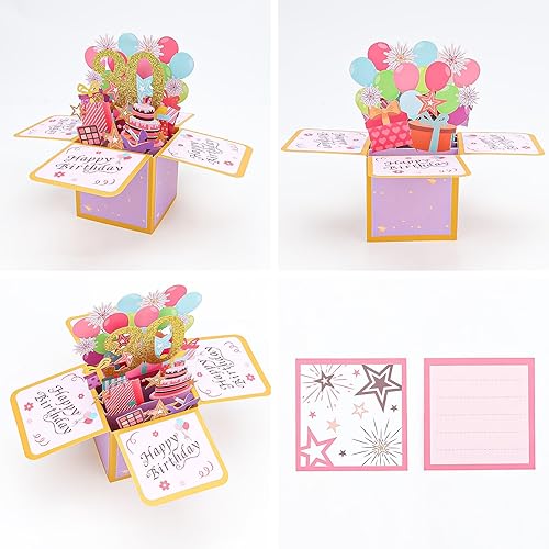 Vista 24 de CIEHER Tarjeta desplegable de cumpleaños número 17 para niñas, tarjeta de felicitación 3D de feliz cumpleaños de 17 años, regalos únicos