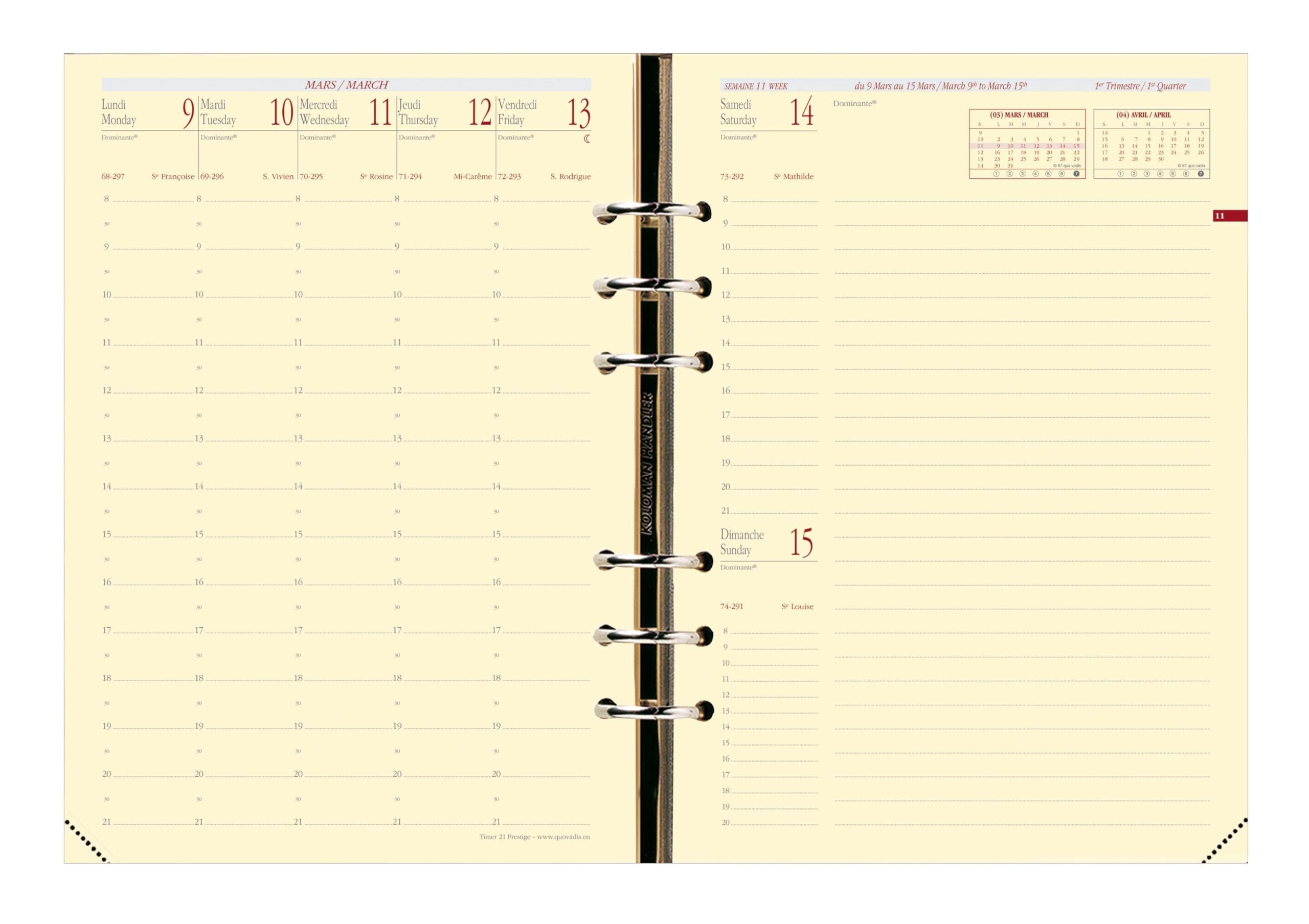 Quo Vadis - Organizer - 2024-2025 - Timer 21 Prestige - Agenda settimanale - Francese - Soho - Nero - 16 mesi da settembre a dicembre - 15 x 21 cm - Carta Clairefontaine avorio - Produzione francese