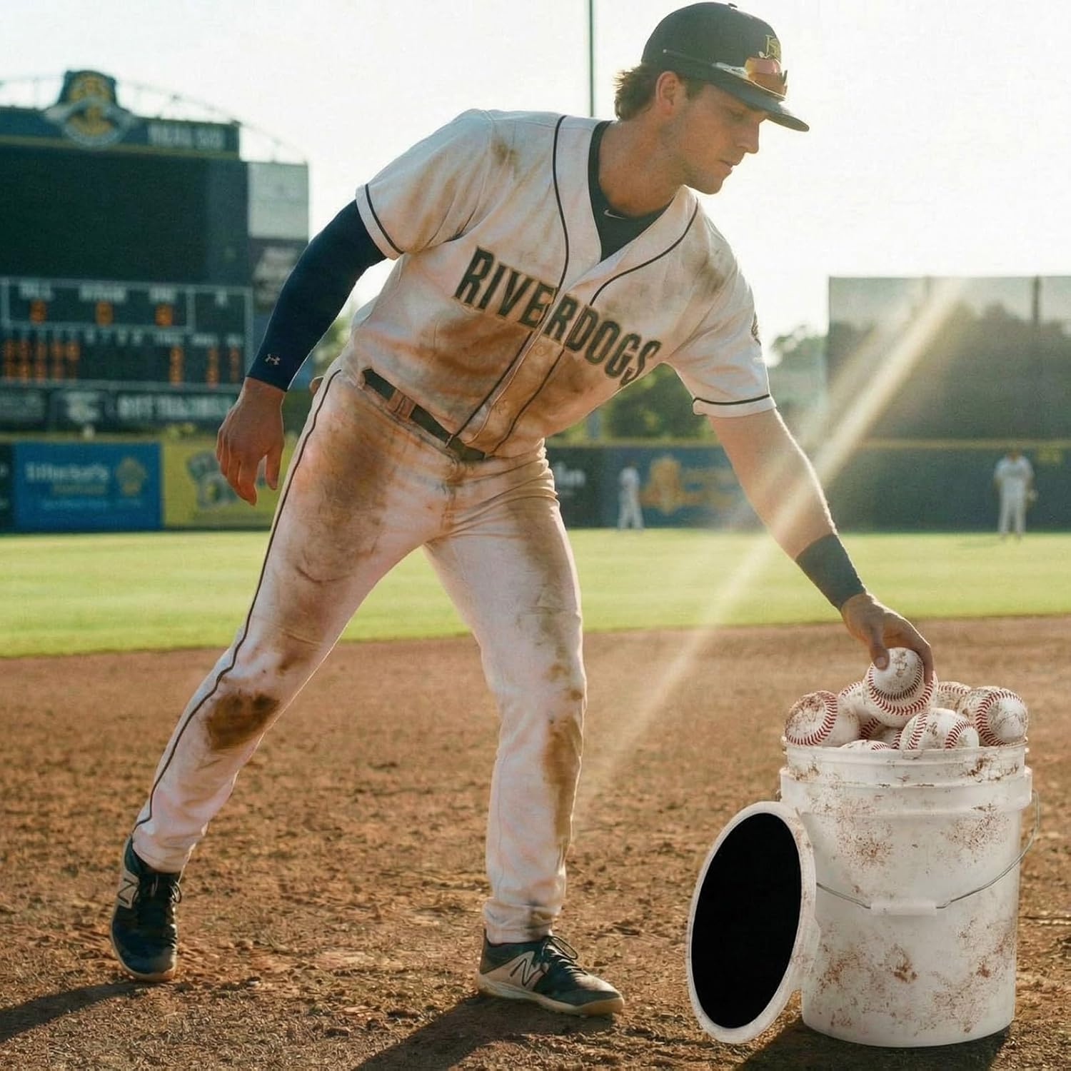 Lewtemi 24 Packs Baseball Balls Bulk with 5-Gallon Ball Bucket Official Size Baseballs Leather Cover for Youth Adult Game Practice Training School League Play