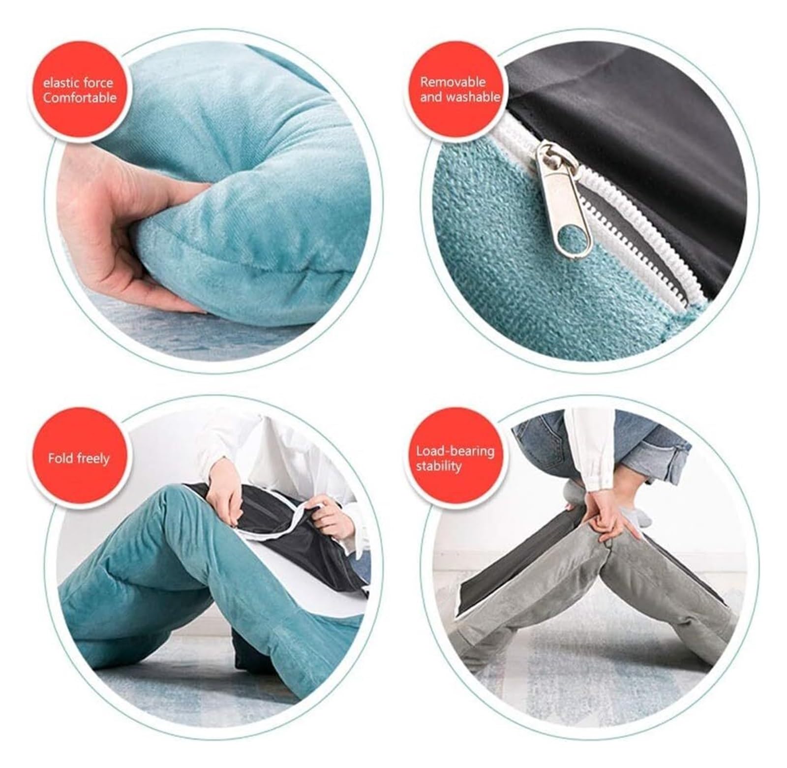 Silla de suelo plegable ajustable para meditación, reclinable multiposición, funda extraíble y lavable (rayas), perfecta para relajación y comodidad