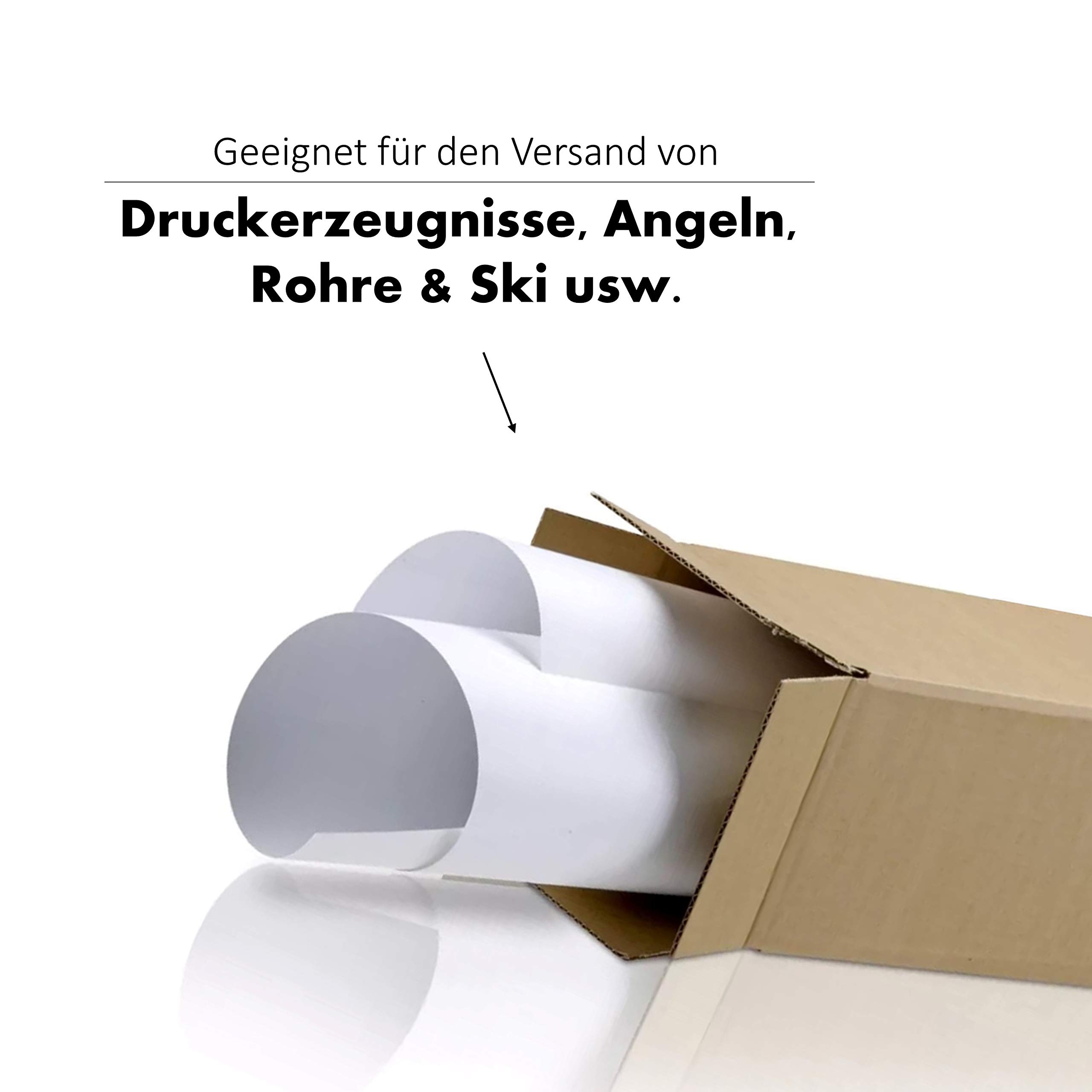 25 Stück Versandhülsen 300 x 300 x 1100 mm Braun - Versandhülse lang und eckig - 1-welliger Versandkarton - Karton Versandverpackung für Sonnenschirm, Teppich, Golfschläger, Ski & Rohre