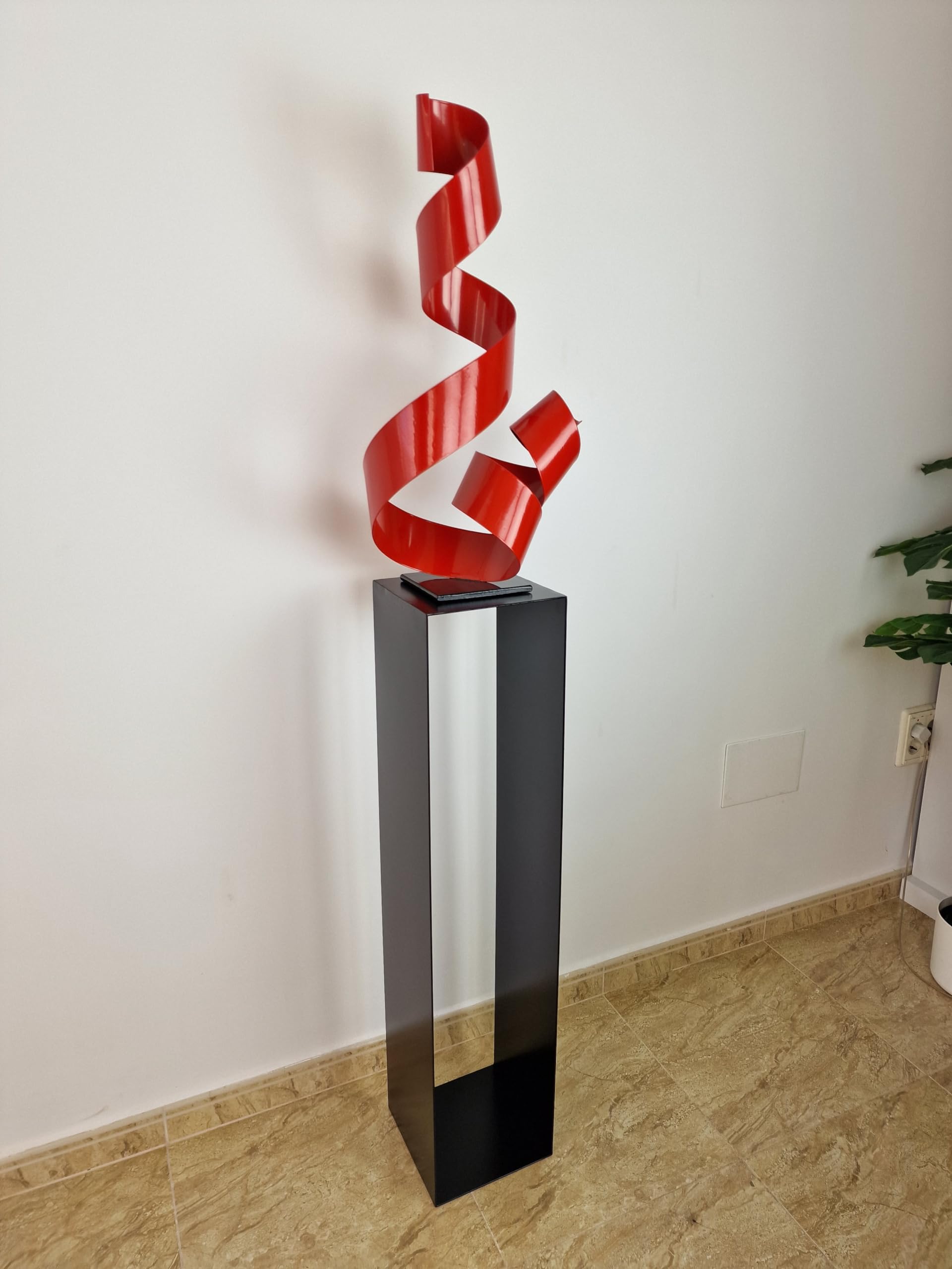 Genérico Pedestal, peana metálica, artesanal 100x23x23 para interior y exterior. Soporte alto, estante. Resistente y estable. Funcional. Color negro