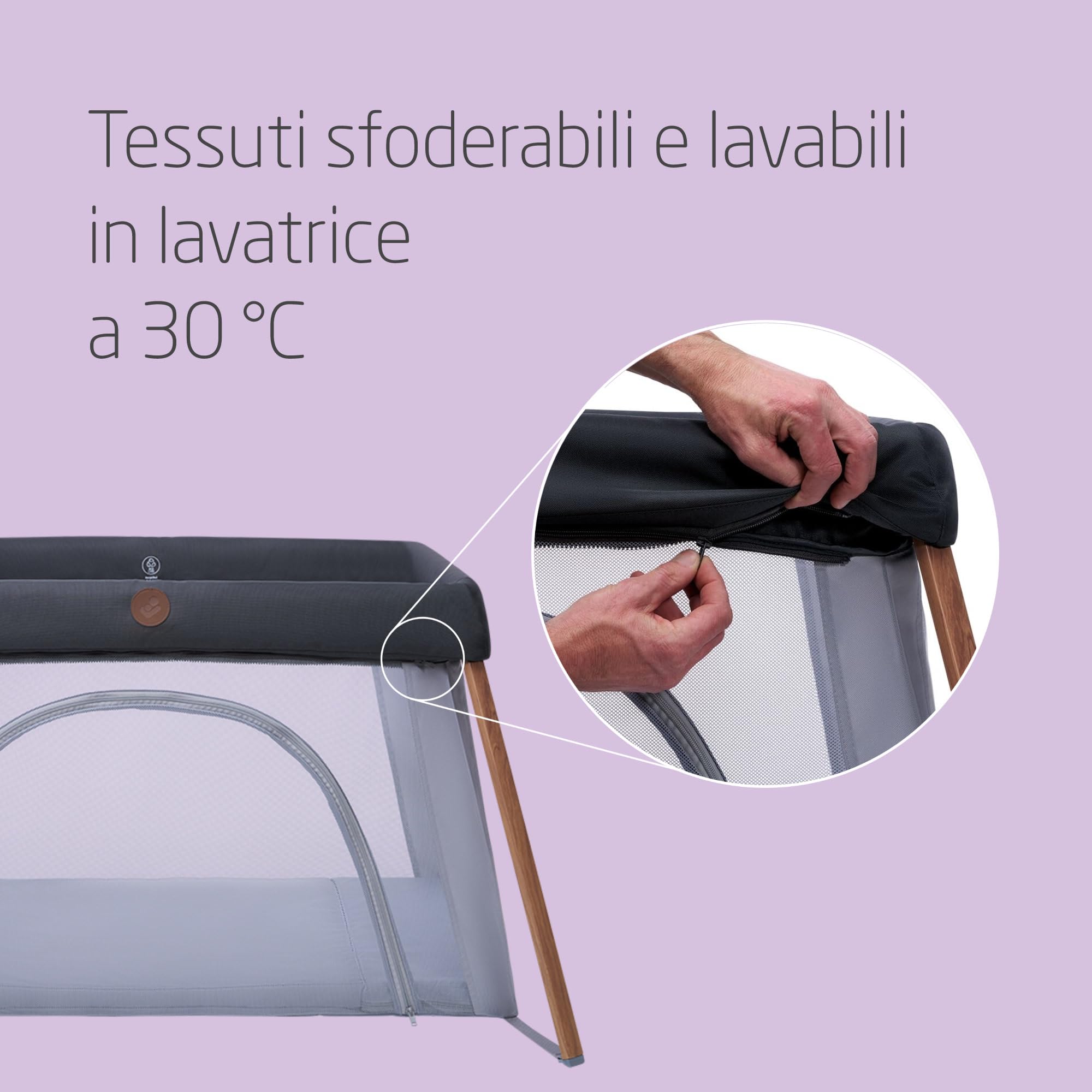 Maxi-Cosi Iris2, 2 in 1 Culla da Campeggio Neonato, 0-3 anni, 0-15 kg, Lettino da Viaggio Compatto, Pieghevole e Leggero, 2 Modalità Nanna, Finestra Accesso, Materasso Lettino, Essential Graphite