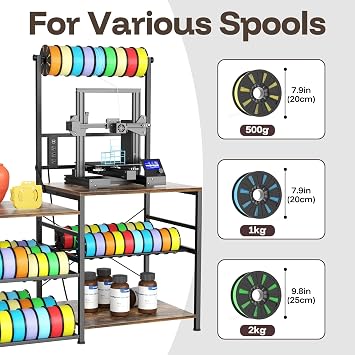 Aquzee 3D Printer Stand with Filament Storage, Heavy Duty 3D Printing Table