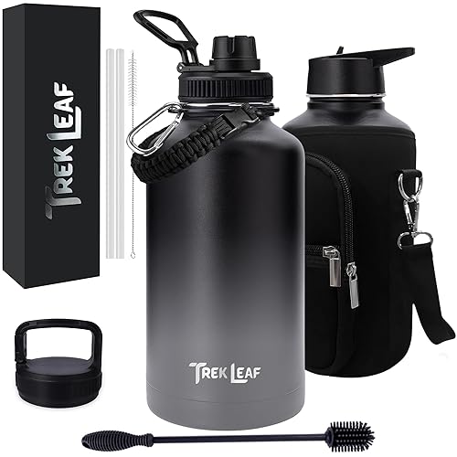 Trek Leaf Travel Water Bottle with Carrying Bag, 3 Lids