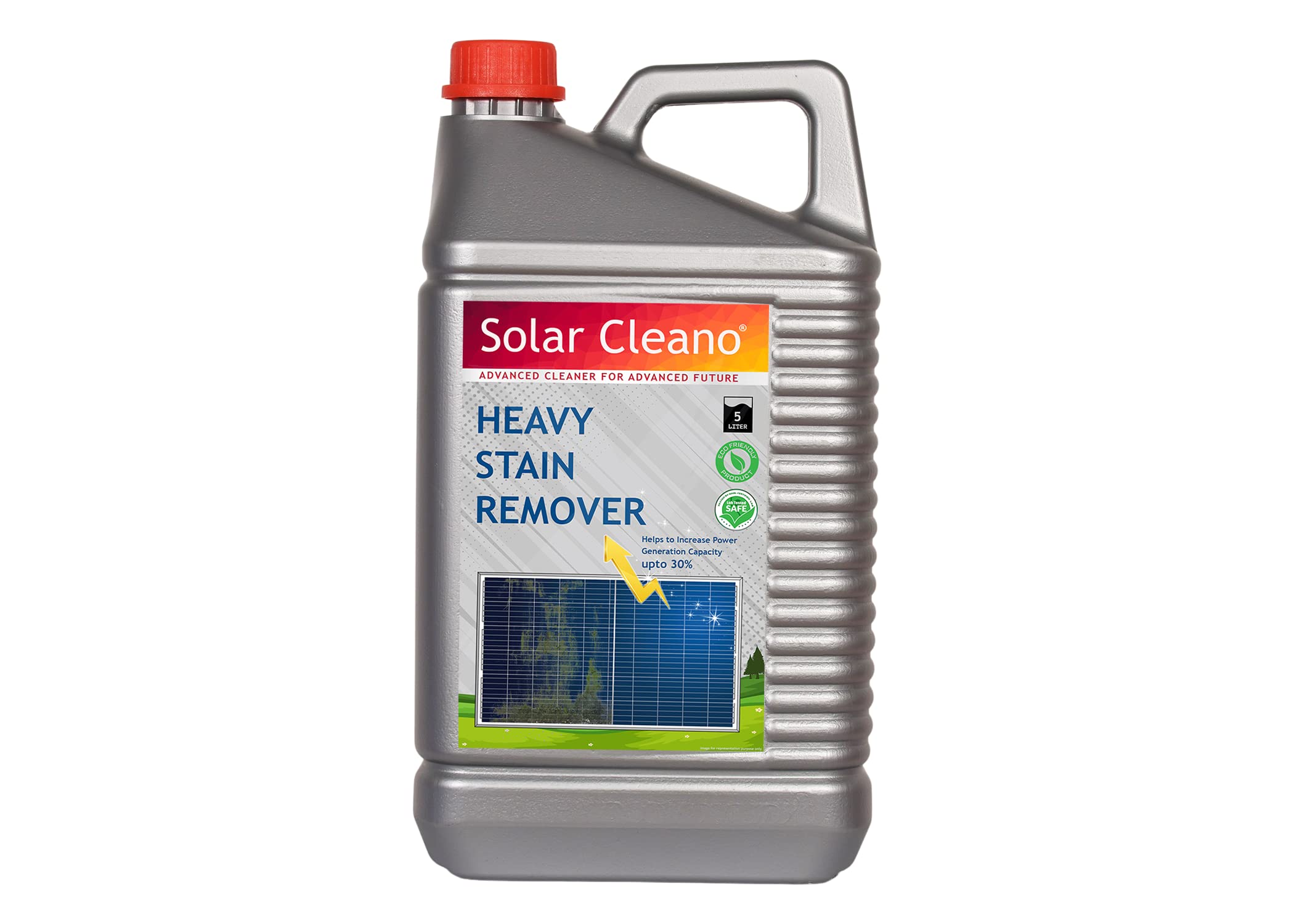 Solar Cleano - Heavy Stain Remover (5 Liter) 1:50 Concentrate Liquid | Removes Hard Stains, Cement, Paint, Water Spots, Dirt. | Helps to Increase Power Output | Eco Frendly | Cleans Upto 500 Panels