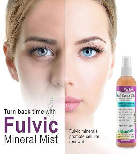 Miniatura 7 de Vital Earth Minerals Fulvic - Bruma facial mineral para el cuidado de la piel y el cabello, espray facial hidratante, renovación celular y