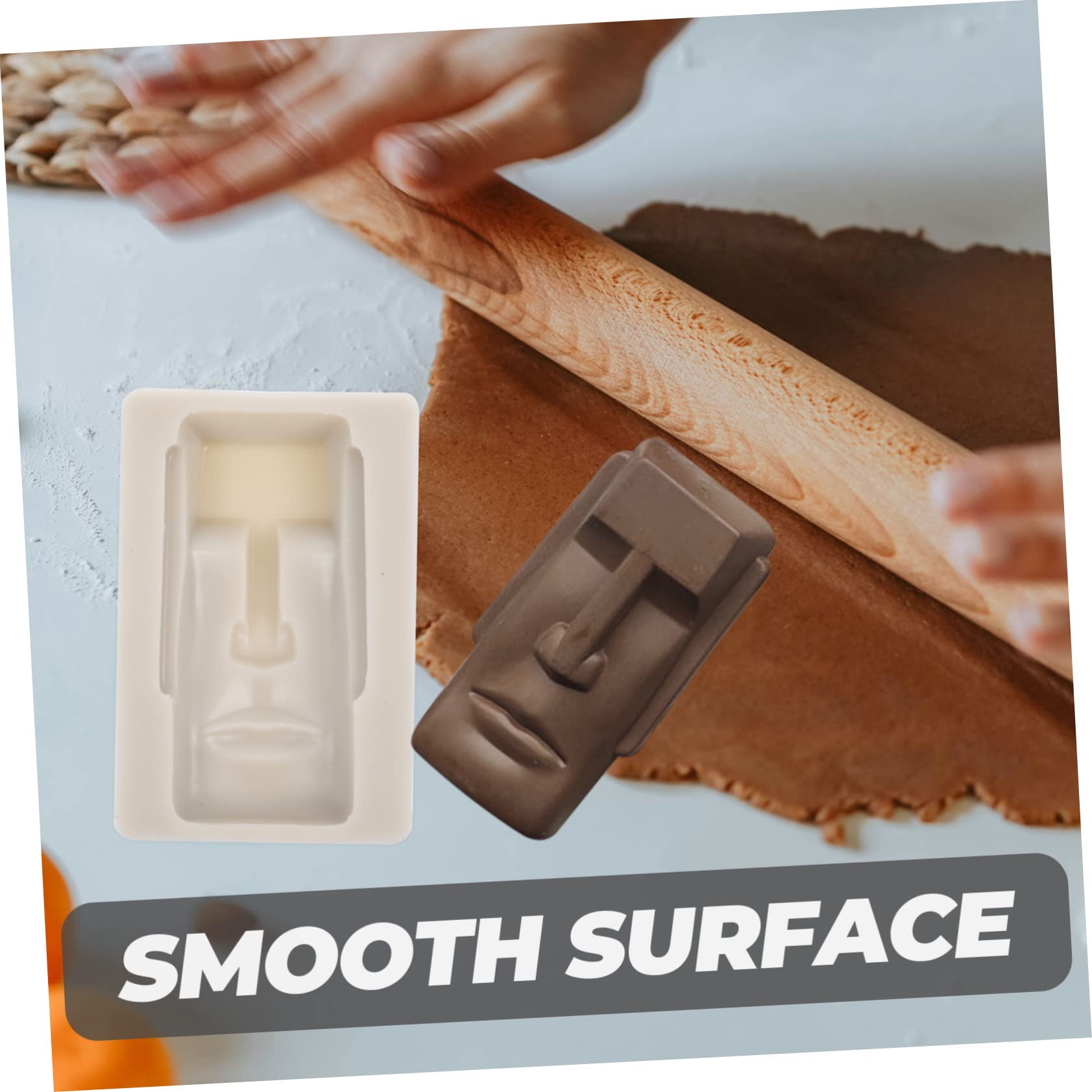 PRETYZOOM 4pièces Moule à Chocolat Silicone Forme Moai Moule à Fondant Décoratif Matériau Alimentaire Anti-adhésif Facile à Démouler Pour Gâteaux Et Biscuits