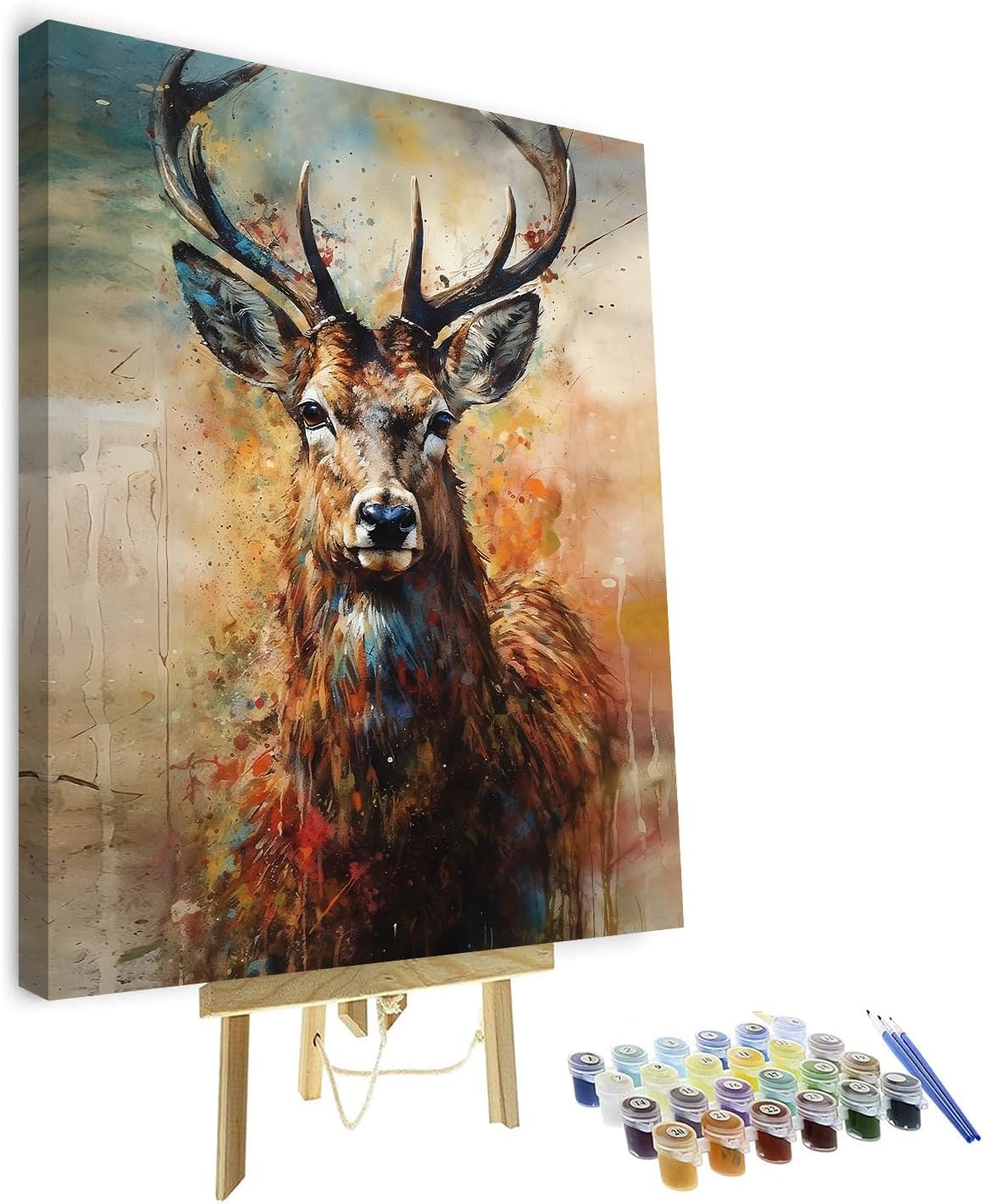 TUMOVO Paint by Numbers for Adults, Deer Adult Paint by Number Kits On Canvas Woodland Animals Paint-by-Number Kits Acrylic Oil Painting for Adults Kids Paint by Number Kit, 16"x20"(Framed)