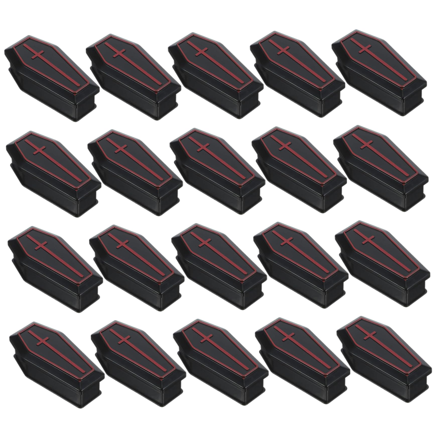 DAGLLGEW 20Pcs Coffin Mini Classic Plastic Black Coffin Box Halloween Props for Trick or Treat Indoor Outdoor, 3x1.6x1 inchCoffin BoxHalloween DecorCoffin Decor