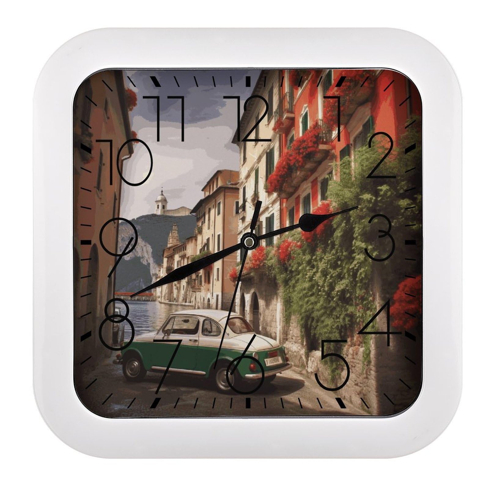 JTREHY Beautiful Italy Wall Clock The Sound is Soft Square Timepiece Fashion Precise Easy to Read Numbers | Perfect Living Room Kitchen Or Office Clocks