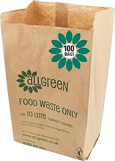 10 Litre x 100 Paper Compostable Bags Kitchen...,