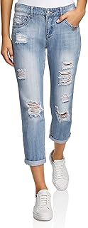 oodji Ultra Mujer Vaqueros Boyfriend con Rasgaduras a la Moda