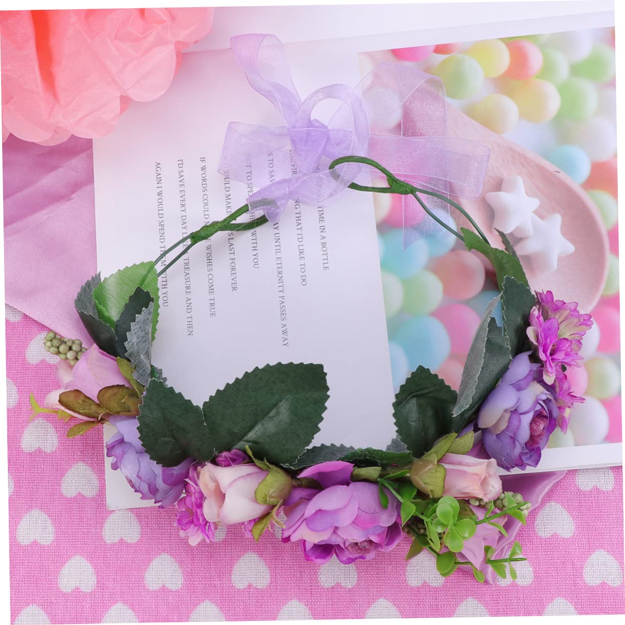 Healeved 2piezas Diadema De Flores Artificiales Para Novia y Dama De Honor Tocado De Boda Color Adorno Para Pelo Celebraciones y