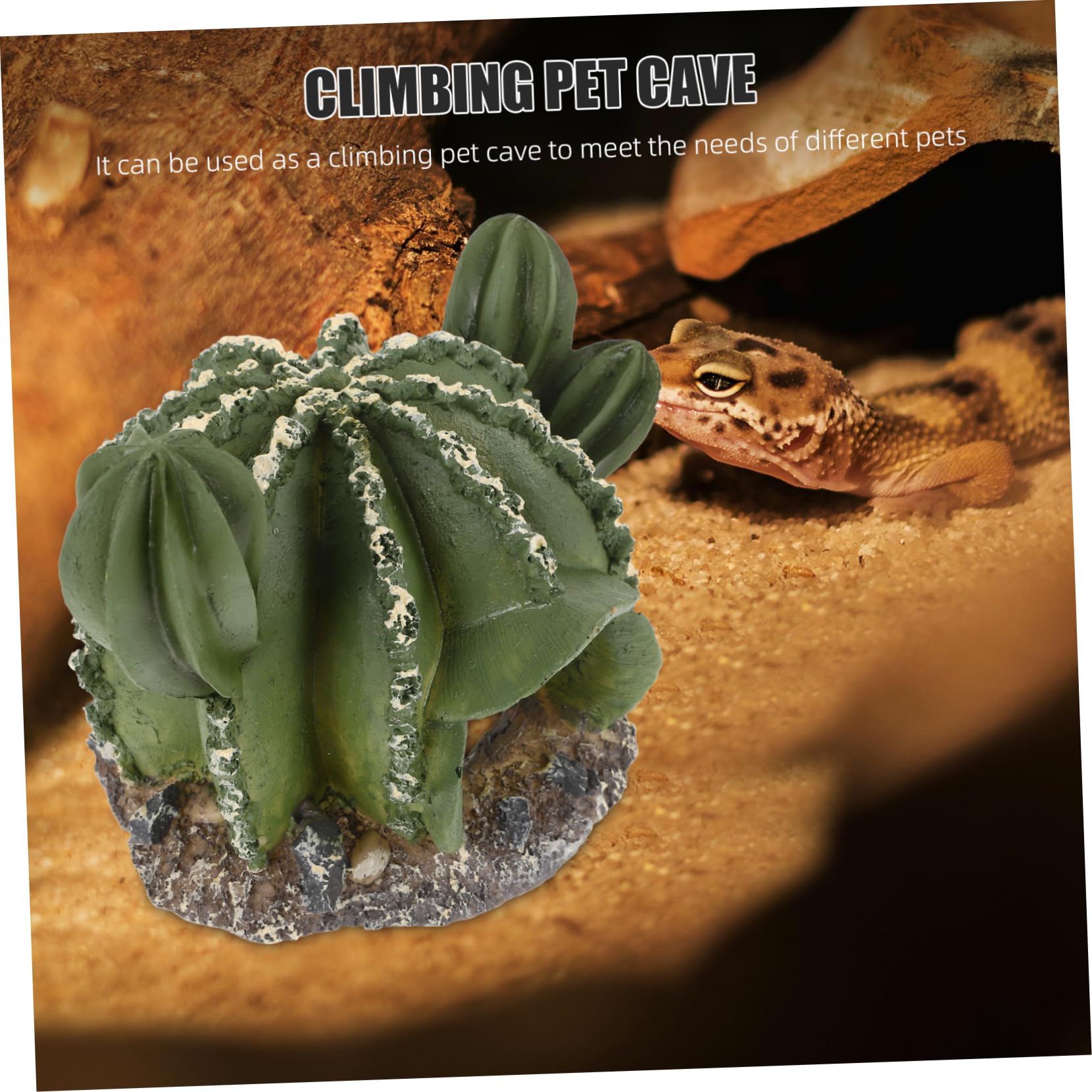 Happyyami 2pezzi Cactus Shaped Lizard Hideout Resina Per Rettili Decorazione Habitat Acquario Rifugio Per Lucertole e Tartarughe Design Realistico e Sicuro e Leggero