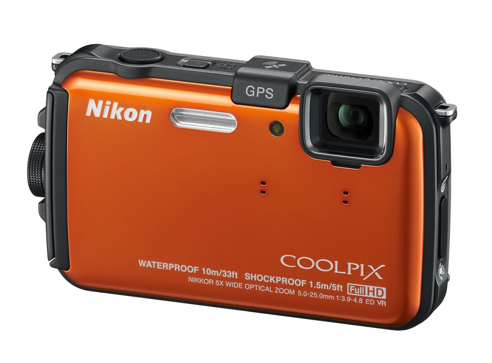 Nikon Coolpix AW100 Outdoor-Digitalkamera (16 Megapixel, 5-fach opt. Zoom, 7,5 cm (3 Zoll) Display, bildstabilisiert, wasserdicht bis 10m, kälteresistent, GPS) orange