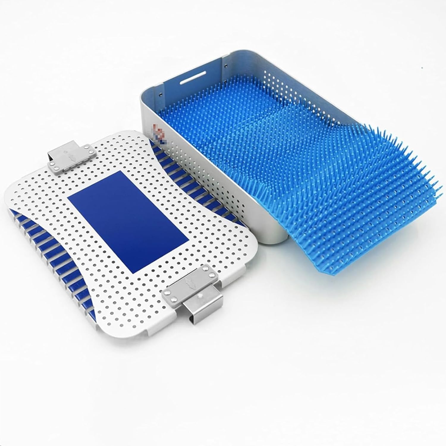 Aluminum Alloy Surgical Instrument Sterilization Box Dental Surgery Tray with Silicone Mat Instrument Storage Box Heat-Resistant Suitable for Surgical and Dental Use 26.5x16x2.5-Single Layer