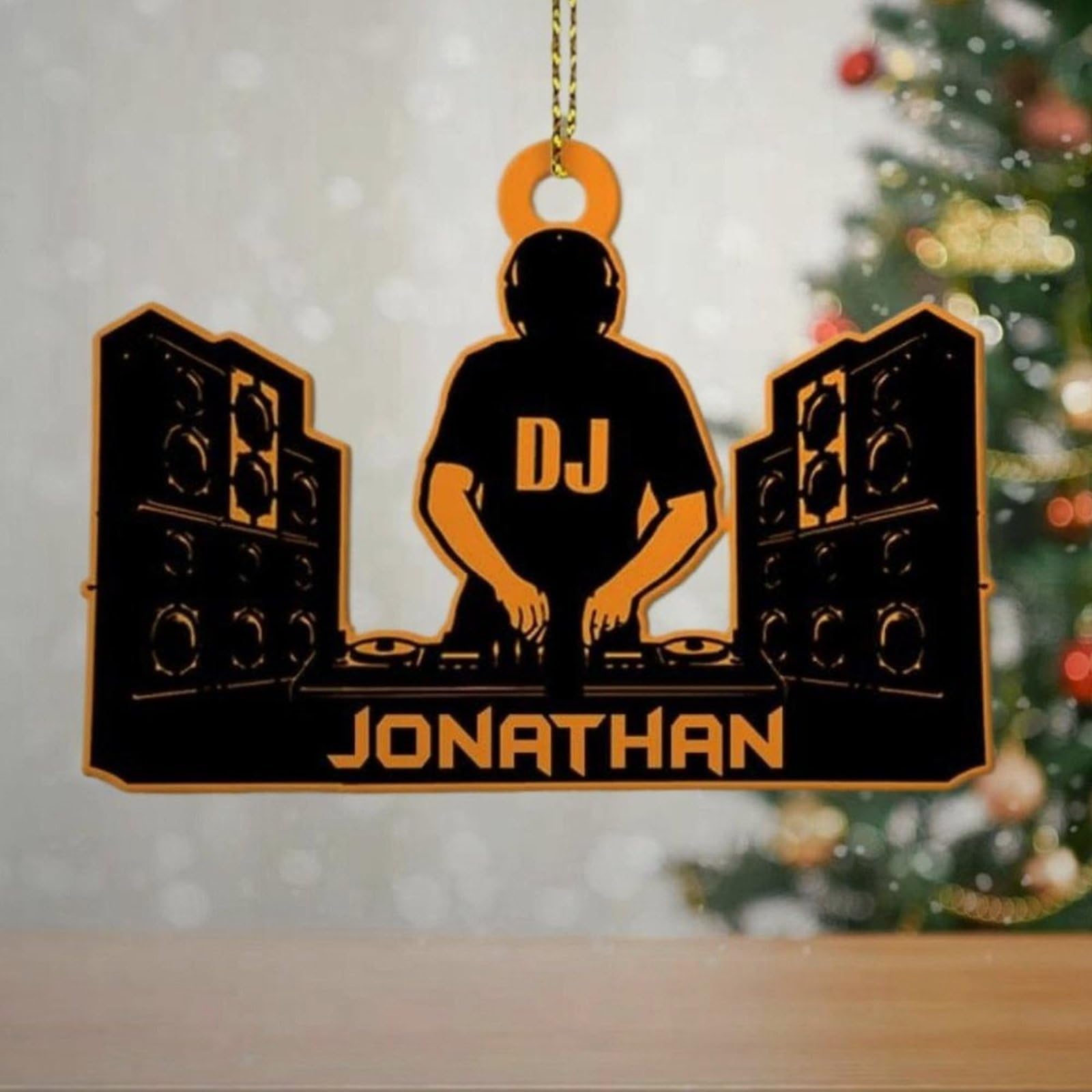 Luckluccy Personalized DJ Christmas Ornament,Custom Gift for Music Lovers, Acrylic Wood Tree Decoration,Birthday Present for DJ Fans (A1)