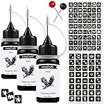 3 Packs Black Temporary Tattoo Ink and Stencils for Adults Teens, Temporary Tattoo Kit Skin Friendly