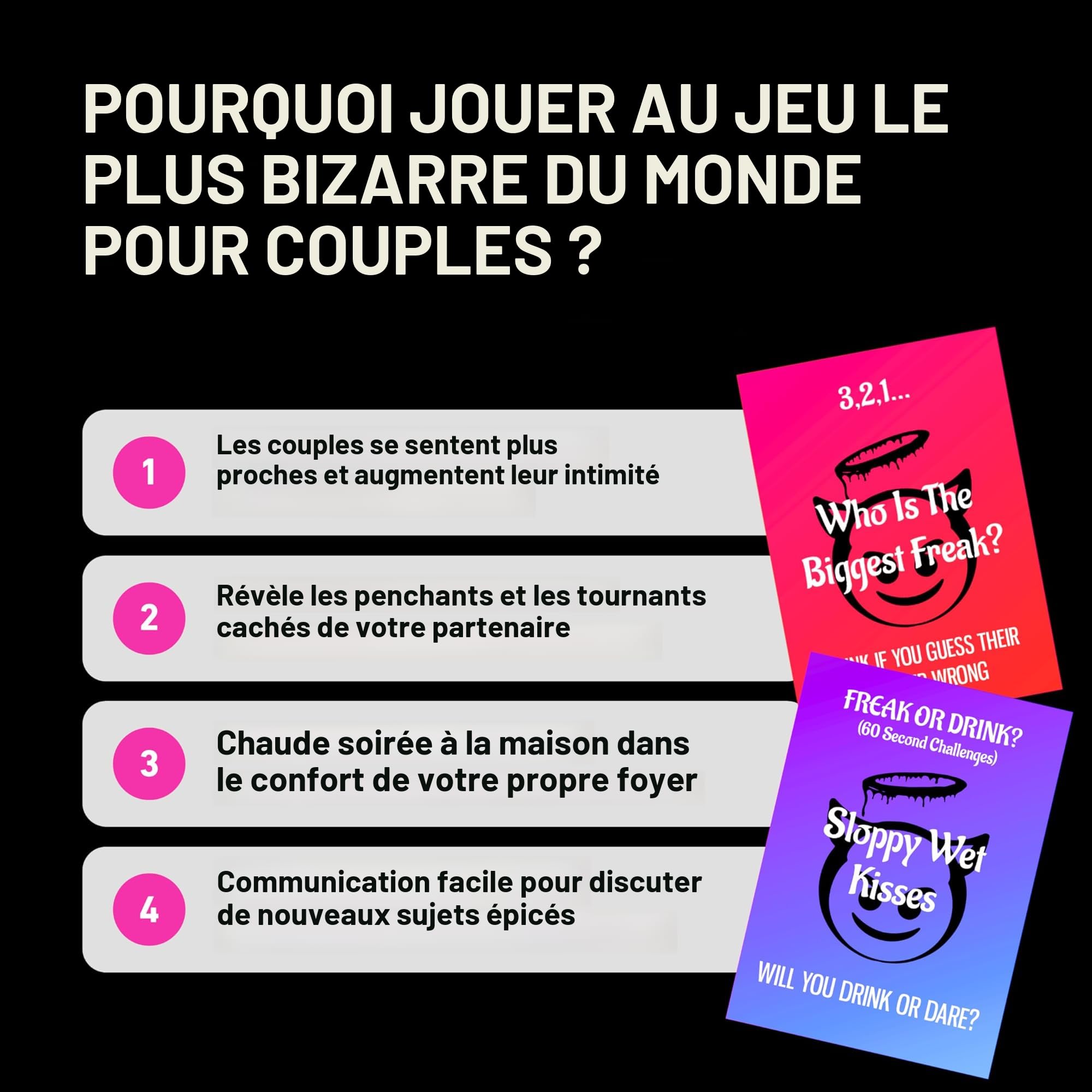 Freak Or Drink – Jeu à Boire Pour Couple – 100 Cartes + 10 Wild – Saint-Valentin, Anniversaire – 18+