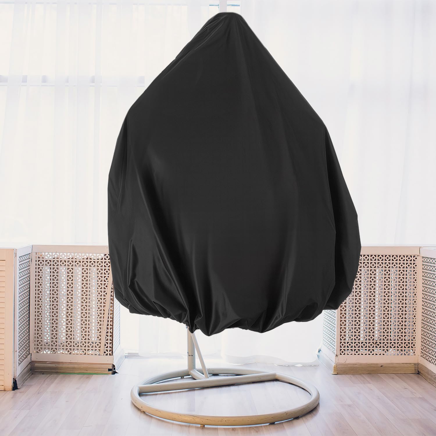 QWORK® Pokrowiec na fotel wiszący Duży 420D Tkanina Oxford Wiszący Pokrowiec ochronny Wodoodporny i ochrona UV Wiszący pokrowiec na krzesło, 190 x 115 cm