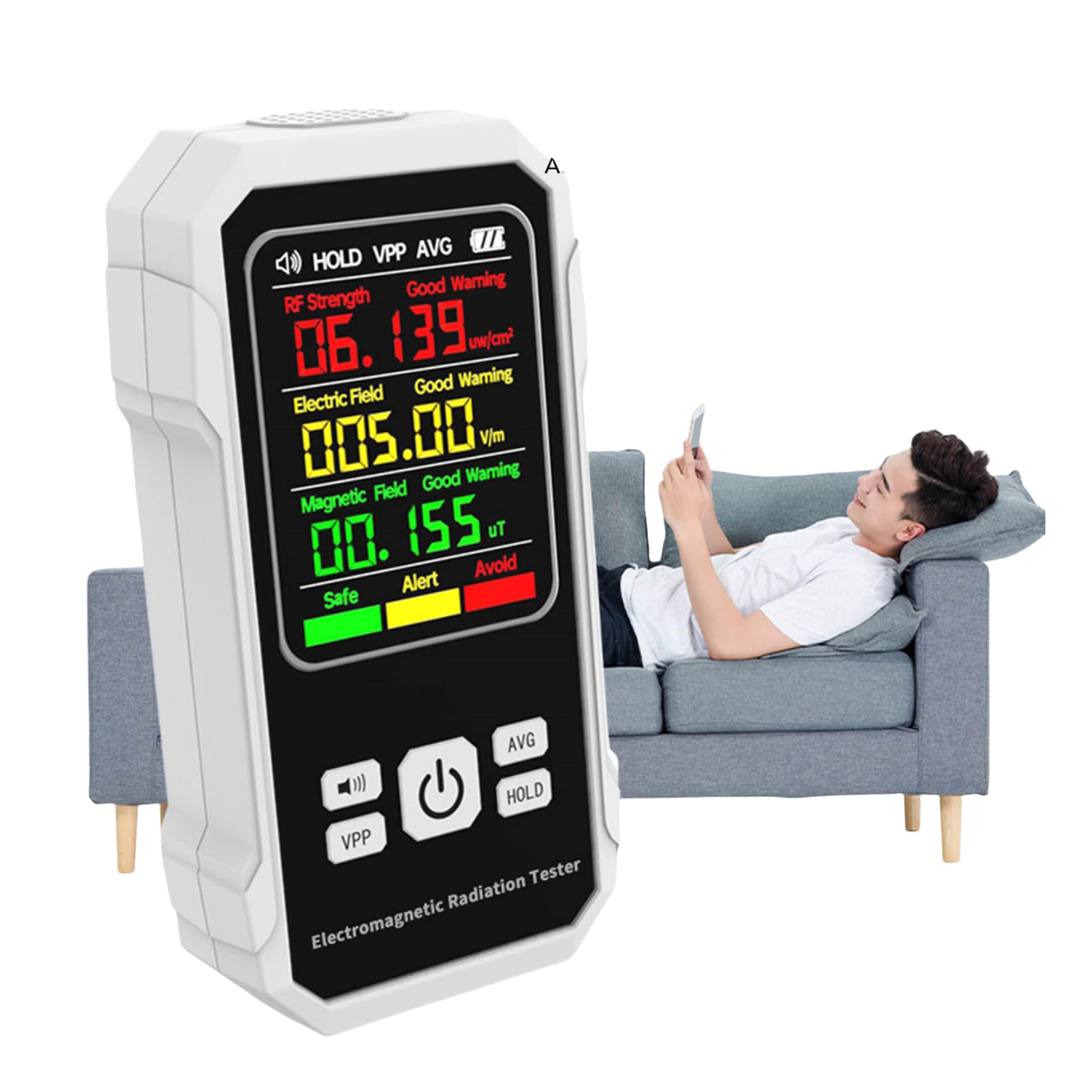 Topyond EMF-Messgerät,Elektromagnetische Mehrfeld Strahlung EMF Strahlungsdetektor,3-in-1 Handgehaltener EMF RF MF Elektromagnetische Strahlung Messgerät Für Zuhause, Büro, Outdoor