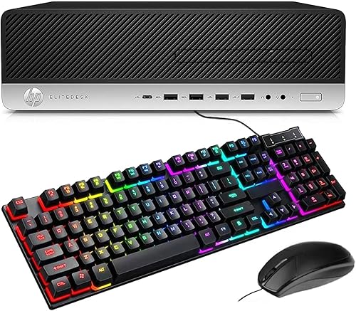 HP ProDesk 600 G3 PC de factor de forma pequeño (con teclado RGB para juegos) Intel Core Quad i7 6700 hasta 3.6 GHz 32 GB DDR4 512 GB SSD WiFi BT