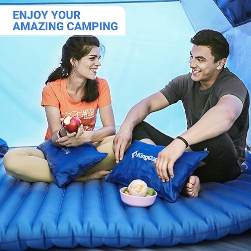 Miniatura 2 de Colchón de aire KingCamp individual o doble para dormir al aire libre con bomba infladora de pie incorporada