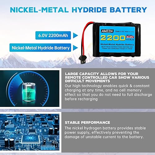 Miniatura 5 de Batería NiMH AA de 7.2 V 2200 mAh con enchufe SM-2P y cable de carga USB para excavadora Huina 1550 550 RC, automóvil, camión, vehículo de