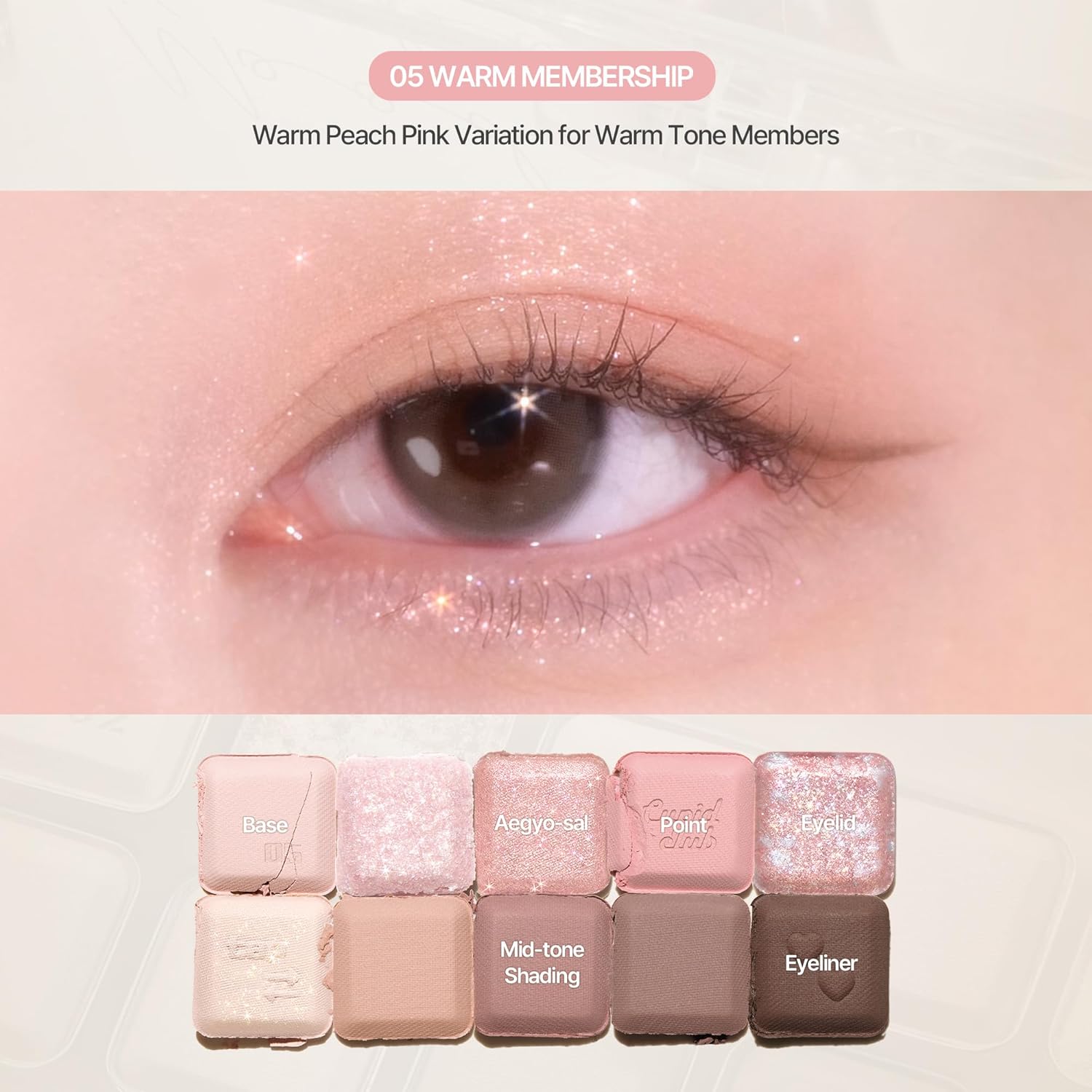 lilybyred Mood Keyboard | 10-Shade Korean Eyeshadow Palette, Highly Pigmented, Matte, Shimmer & Jelly Glitter, Smooth. Blendable, Long-Lasting, Dome-Shaped Design, 0.37 oz. (05 Warm Membership) - Image 7